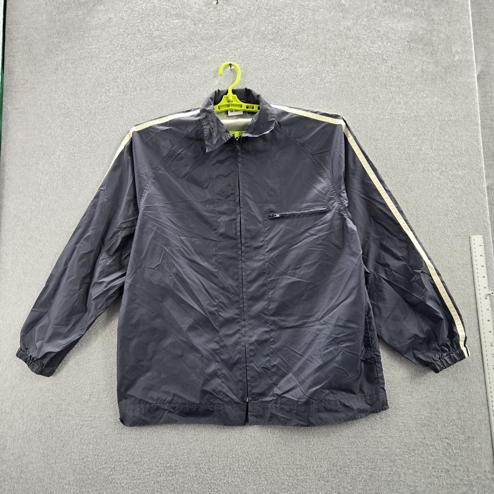 VINTAGE Anchor Blue Men Jacket L Nylon Windbreaker Zipper Skater Y2K 90s